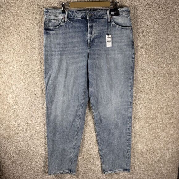 Express Jeans NWT Size‎ 16 Relaxed Tapered Mid Rise Straight Ankle Light Denim - Picture 4 of 15
